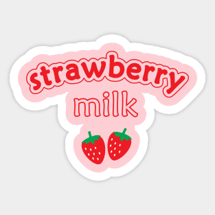 Strawberry Milk Kawaii Cute Strawberries Red Sticker